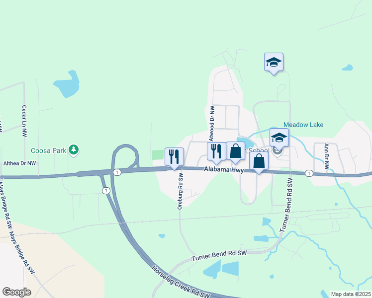 map of restaurants, bars, coffee shops, grocery stores, and more near 9 Oreburg Road Northwest in Rome