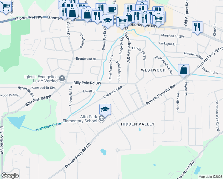 map of restaurants, bars, coffee shops, grocery stores, and more near 24 Rooney Road Southwest in Rome