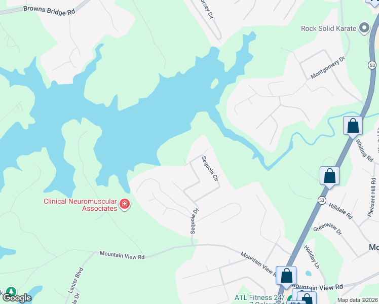 map of restaurants, bars, coffee shops, grocery stores, and more near 4596 Sequoia Circle in Oakwood