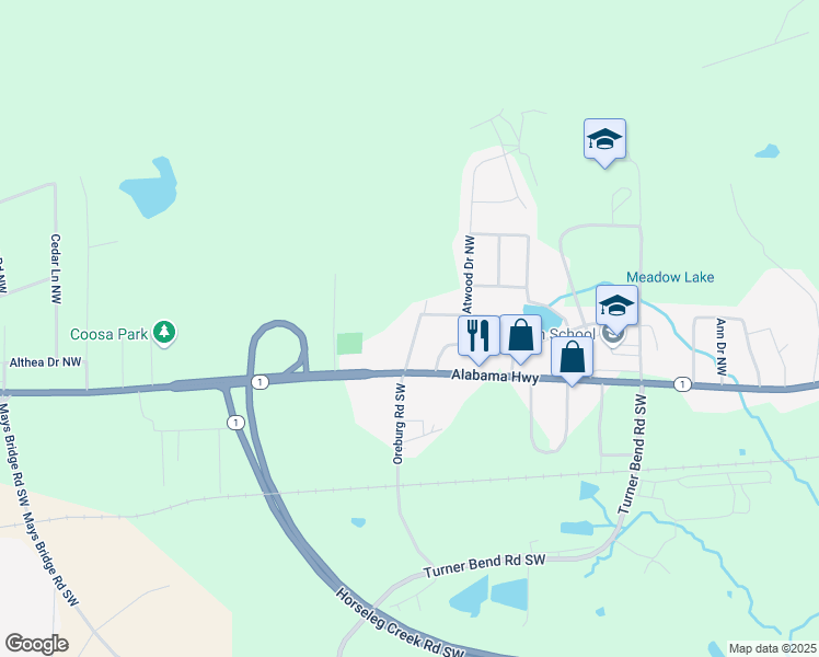 map of restaurants, bars, coffee shops, grocery stores, and more near 9 Oreburg Road Northwest in Rome