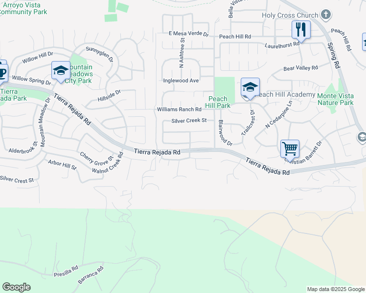 map of restaurants, bars, coffee shops, grocery stores, and more near 13010 View Mesa Street in Moorpark