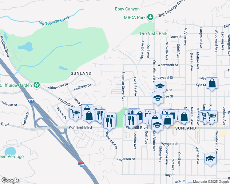 map of restaurants, bars, coffee shops, grocery stores, and more near in Los Angeles