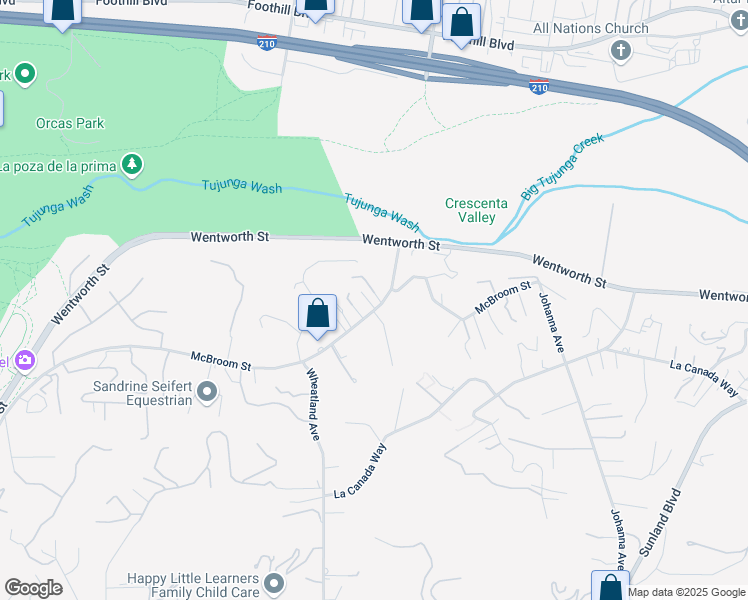 map of restaurants, bars, coffee shops, grocery stores, and more near 10315 McBroom Street in Los Angeles