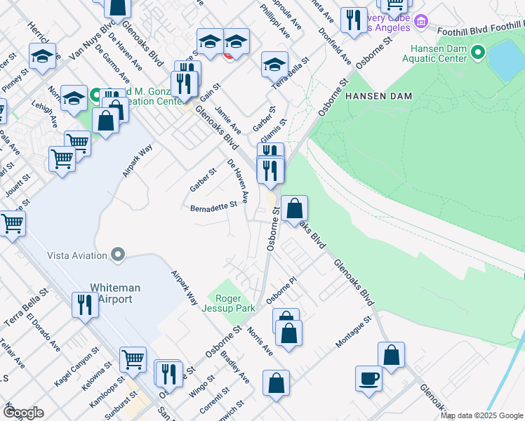 map of restaurants, bars, coffee shops, grocery stores, and more near in Los Angeles