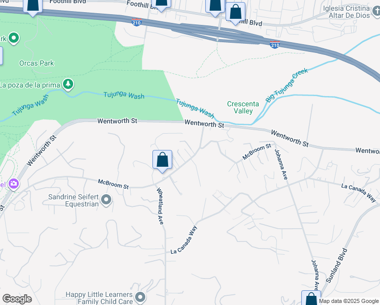 map of restaurants, bars, coffee shops, grocery stores, and more near 10315 McBroom Street in Los Angeles