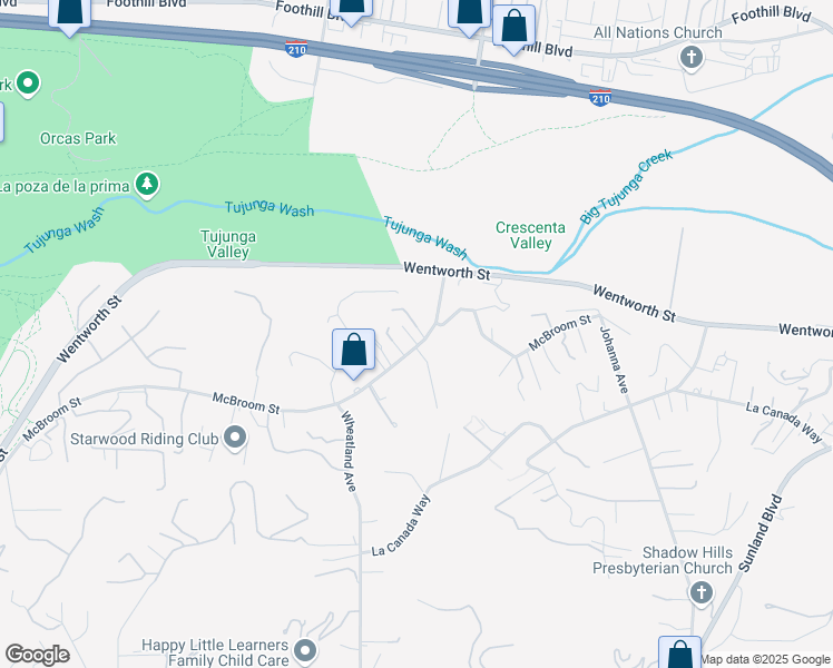 map of restaurants, bars, coffee shops, grocery stores, and more near 10321 McBroom Street in Los Angeles