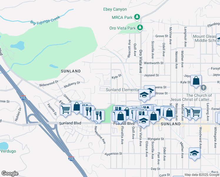 map of restaurants, bars, coffee shops, grocery stores, and more near 90151/2 Sunland Boulevard in Los Angeles