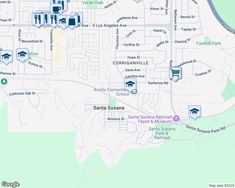 map of restaurants, bars, coffee shops, grocery stores, and more near 6224 Tangelo Place in Simi Valley