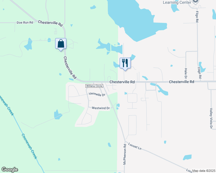 map of restaurants, bars, coffee shops, grocery stores, and more near 5397 Chesterville Road in Tupelo
