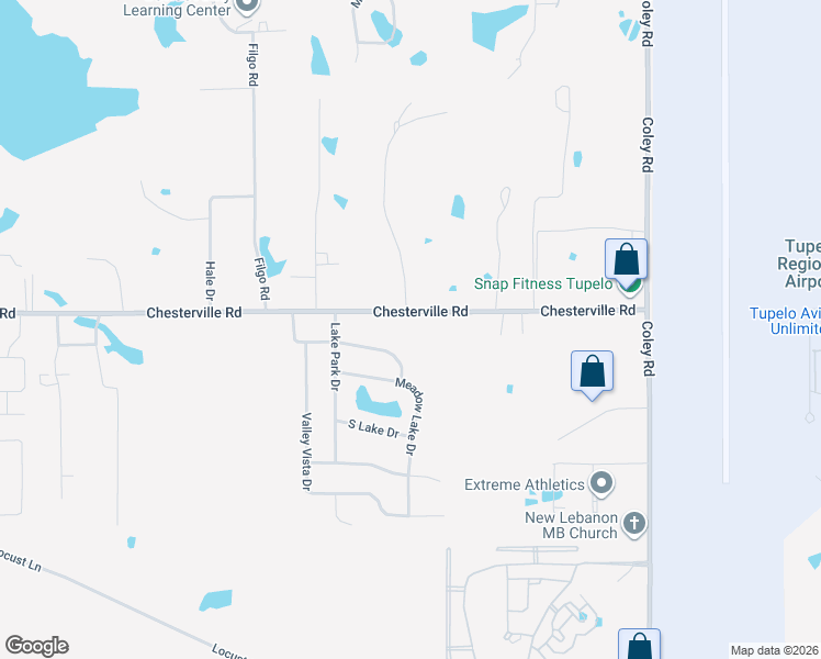 map of restaurants, bars, coffee shops, grocery stores, and more near 4305-4499 Chesterville Road in Tupelo