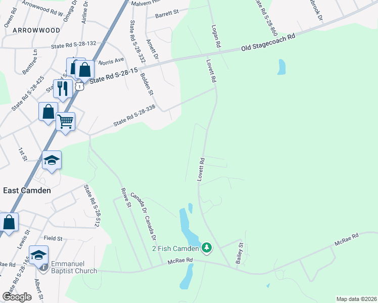 map of restaurants, bars, coffee shops, grocery stores, and more near 1840 Summit Ridge Drive in Camden