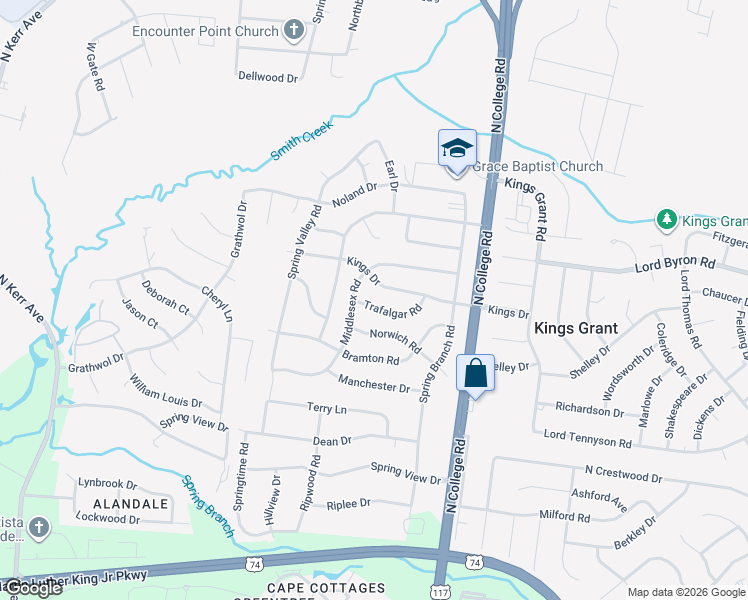 map of restaurants, bars, coffee shops, grocery stores, and more near 4606 Kings Drive in Wilmington