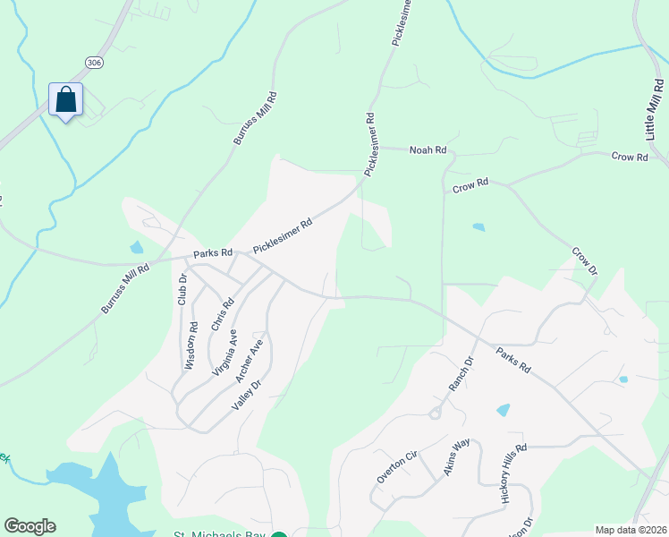 map of restaurants, bars, coffee shops, grocery stores, and more near 5215 Parks Road in Cumming