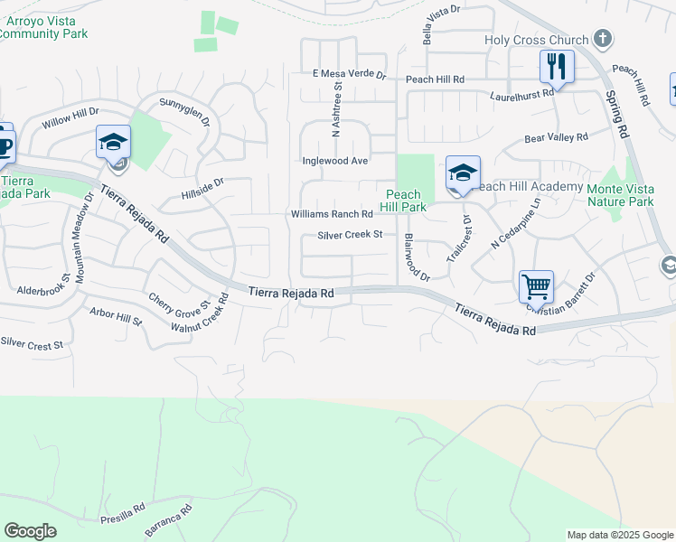 map of restaurants, bars, coffee shops, grocery stores, and more near 13009 View Mesa Street in Moorpark