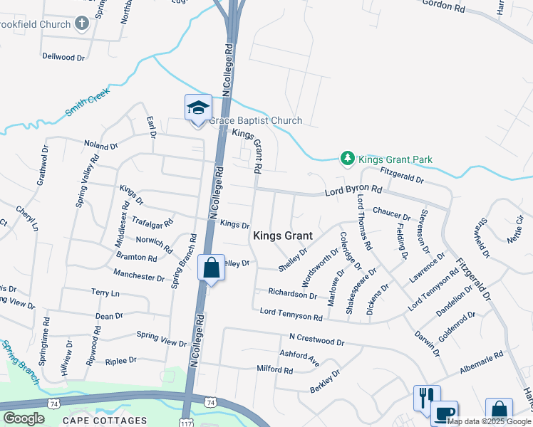 map of restaurants, bars, coffee shops, grocery stores, and more near 1205 Browning Drive in Wilmington