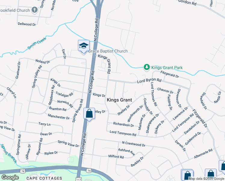 map of restaurants, bars, coffee shops, grocery stores, and more near 1205 Browning Drive in Wilmington