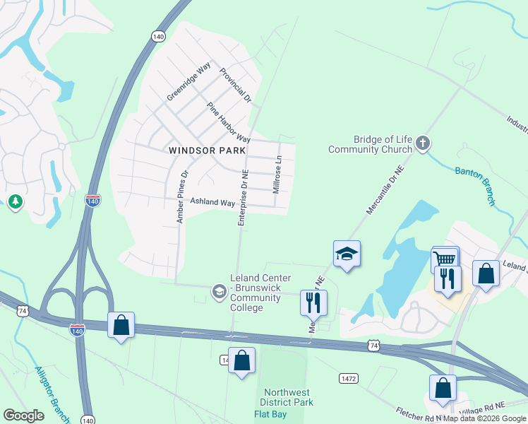 map of restaurants, bars, coffee shops, grocery stores, and more near 991 Ashland Way in Leland
