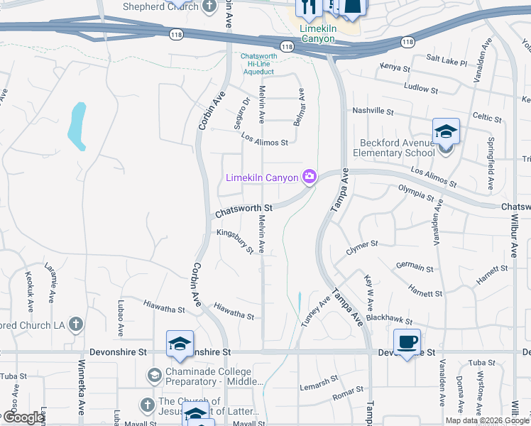 map of restaurants, bars, coffee shops, grocery stores, and more near 10660 Melvin Avenue in Los Angeles