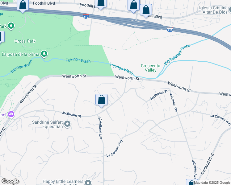 map of restaurants, bars, coffee shops, grocery stores, and more near 10319 McBroom Street in Los Angeles