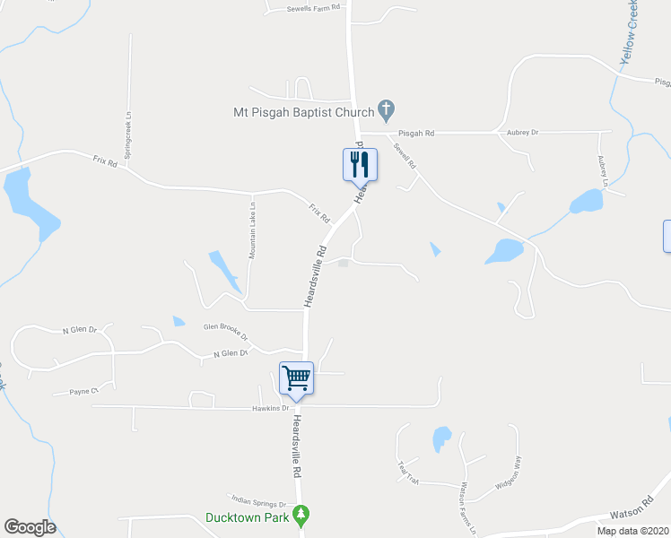 map of restaurants, bars, coffee shops, grocery stores, and more near 6304 Heardsville Road in Cumming