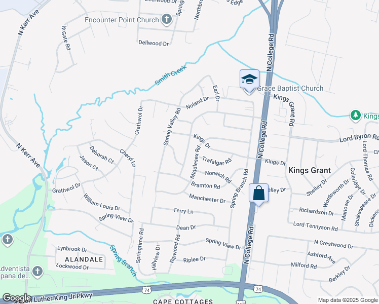 map of restaurants, bars, coffee shops, grocery stores, and more near 1014 Kenningston Street in Wilmington