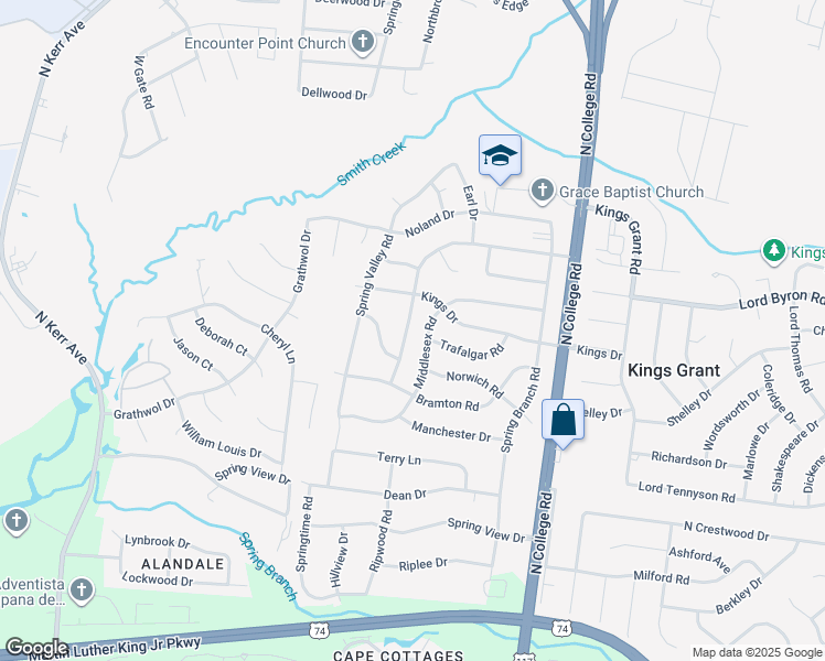 map of restaurants, bars, coffee shops, grocery stores, and more near 1014 Kenningston Street in Wilmington