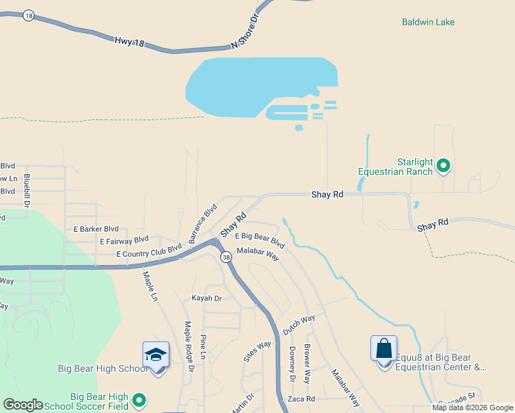 map of restaurants, bars, coffee shops, grocery stores, and more near 1356 Shay Road in Big Bear