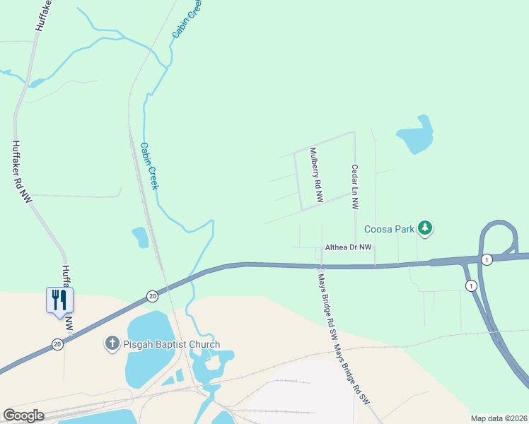 map of restaurants, bars, coffee shops, grocery stores, and more near 11 Lindsey Lane Northwest in Rome