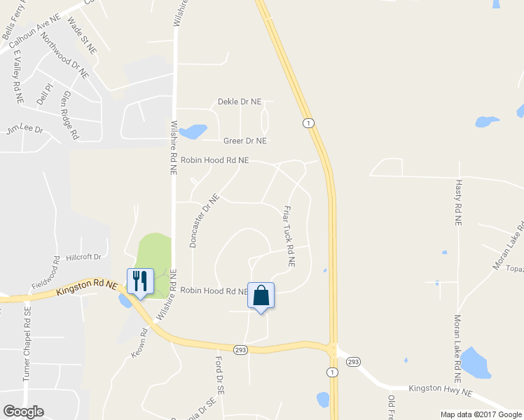map of restaurants, bars, coffee shops, grocery stores, and more near 16 Barnesdale Way Northeast in Rome
