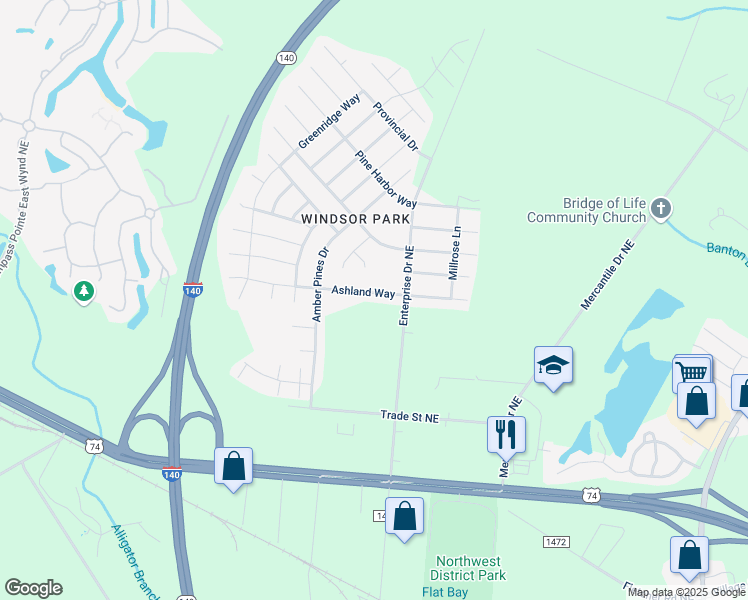 map of restaurants, bars, coffee shops, grocery stores, and more near 1021 Ashland Way in Leland