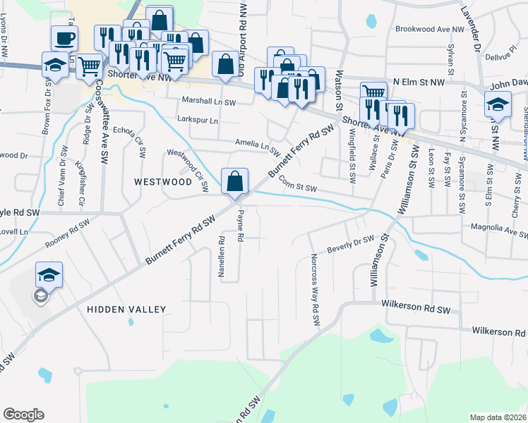 map of restaurants, bars, coffee shops, grocery stores, and more near 111 Presley Street in Rome
