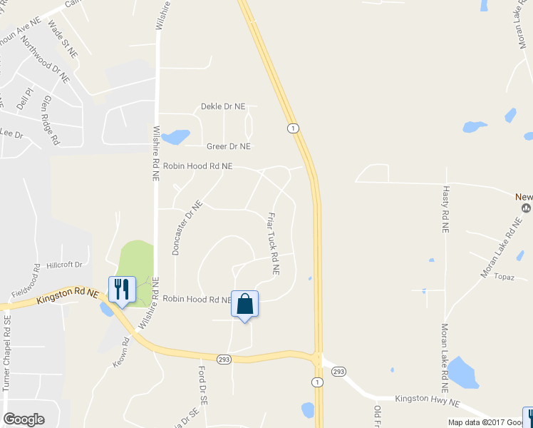 map of restaurants, bars, coffee shops, grocery stores, and more near 111 Friar Tuck Road Northeast in Rome