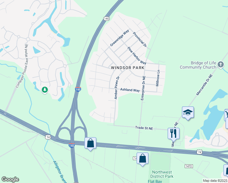 map of restaurants, bars, coffee shops, grocery stores, and more near 1037 Ashland Way in Leland