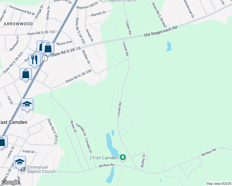 map of restaurants, bars, coffee shops, grocery stores, and more near 1840 Summit Ridge Drive in Camden