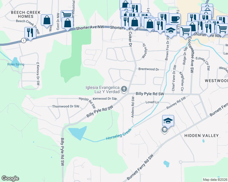map of restaurants, bars, coffee shops, grocery stores, and more near 9 Ladonna Place Southwest in Rome