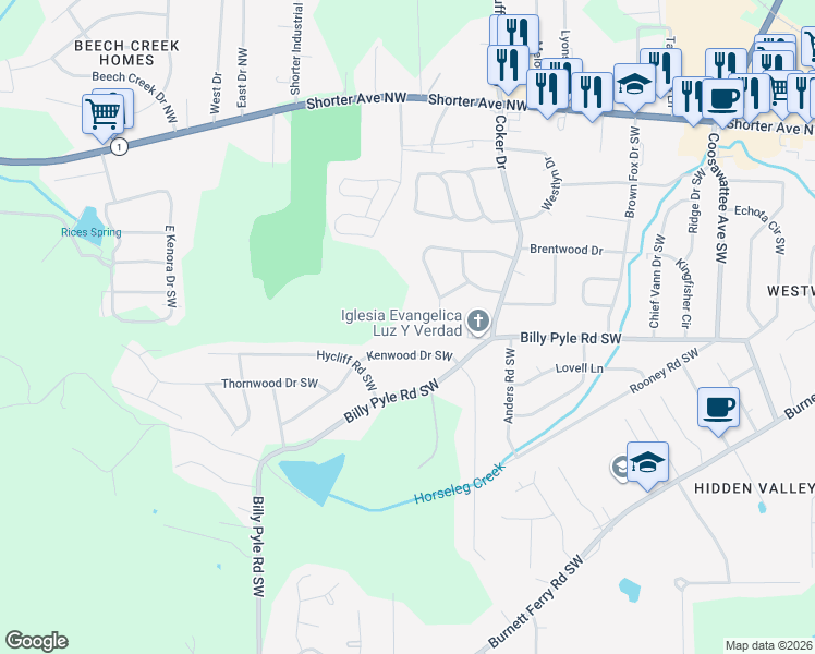 map of restaurants, bars, coffee shops, grocery stores, and more near 15 Ladonna Place Southwest in Rome
