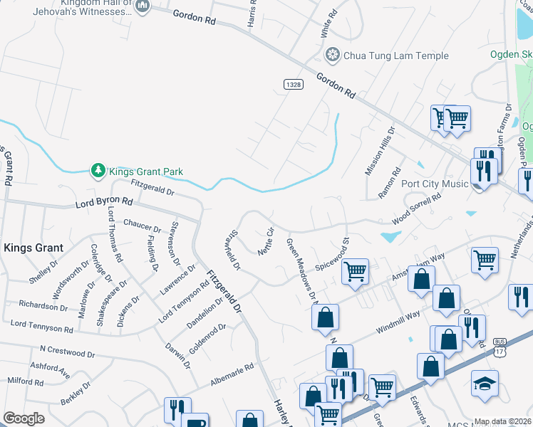 map of restaurants, bars, coffee shops, grocery stores, and more near 601 High Bush Court in Wilmington