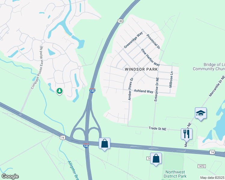 map of restaurants, bars, coffee shops, grocery stores, and more near 1077 Ashland Way in Leland