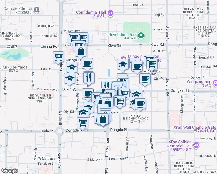 map of restaurants, bars, coffee shops, grocery stores, and more near in 