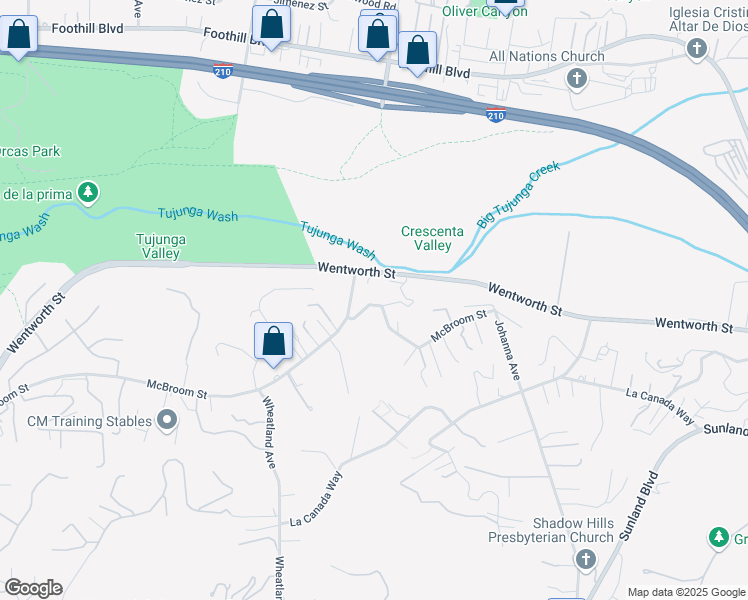 map of restaurants, bars, coffee shops, grocery stores, and more near 10247 McBroom Street in Los Angeles