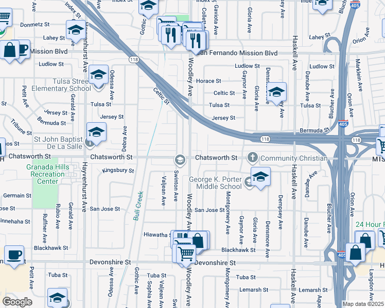 map of restaurants, bars, coffee shops, grocery stores, and more near in Los Angeles