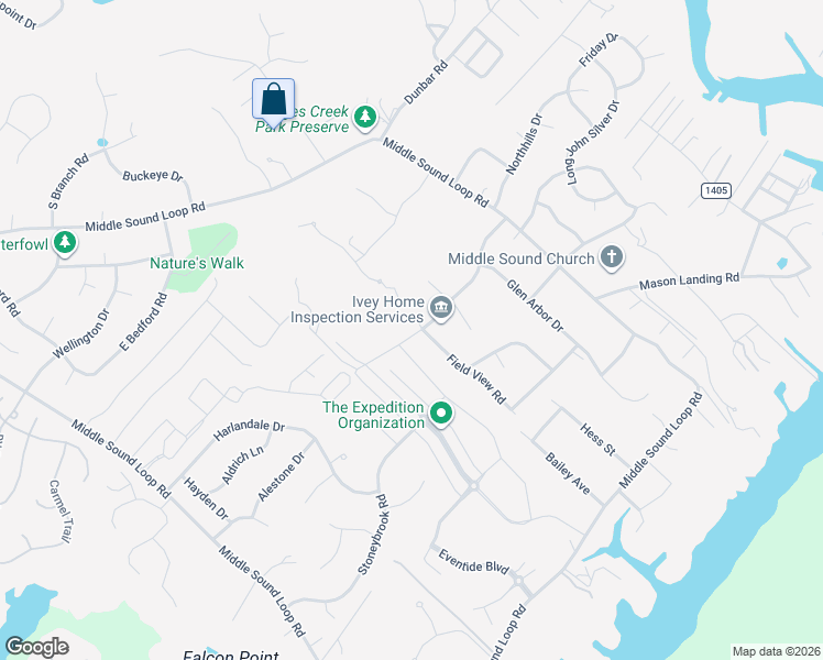 map of restaurants, bars, coffee shops, grocery stores, and more near 1516 Field View Road in Wilmington