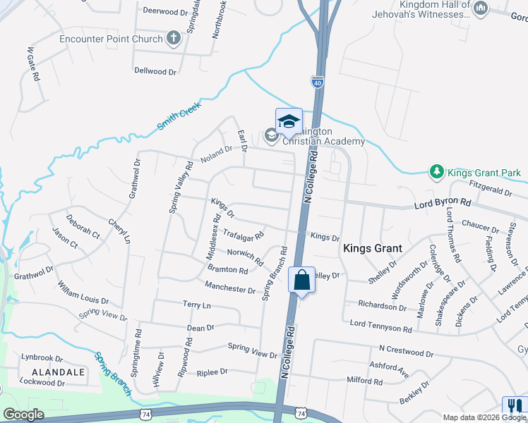 map of restaurants, bars, coffee shops, grocery stores, and more near 4617-4621 Kings Drive in Wilmington