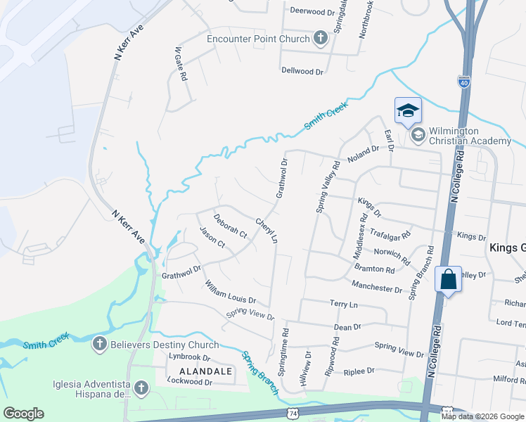 map of restaurants, bars, coffee shops, grocery stores, and more near 1003 Cheryl Lane in Wilmington