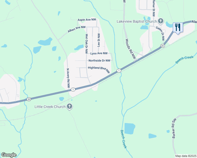 map of restaurants, bars, coffee shops, grocery stores, and more near 3794 Alabama Highway in Rome