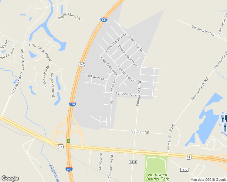 map of restaurants, bars, coffee shops, grocery stores, and more near 1040 Ashland Way in Leland