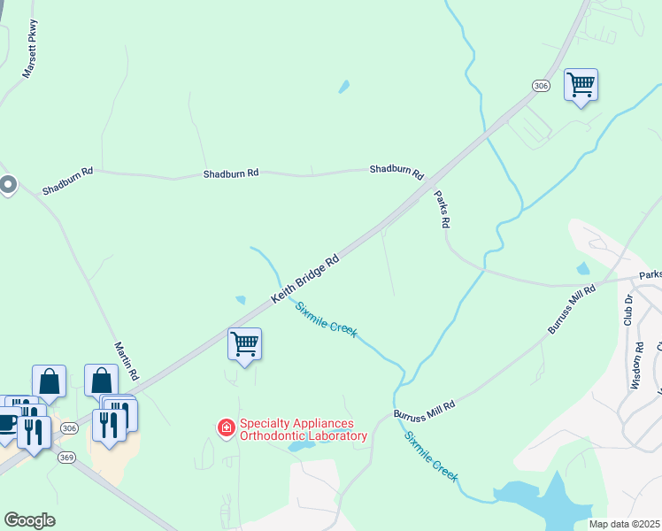 map of restaurants, bars, coffee shops, grocery stores, and more near 3810 Keith Bridge Road in Cumming