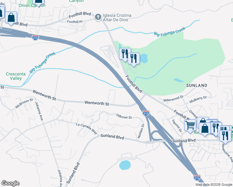 map of restaurants, bars, coffee shops, grocery stores, and more near 10742 Sharon Avenue in Los Angeles