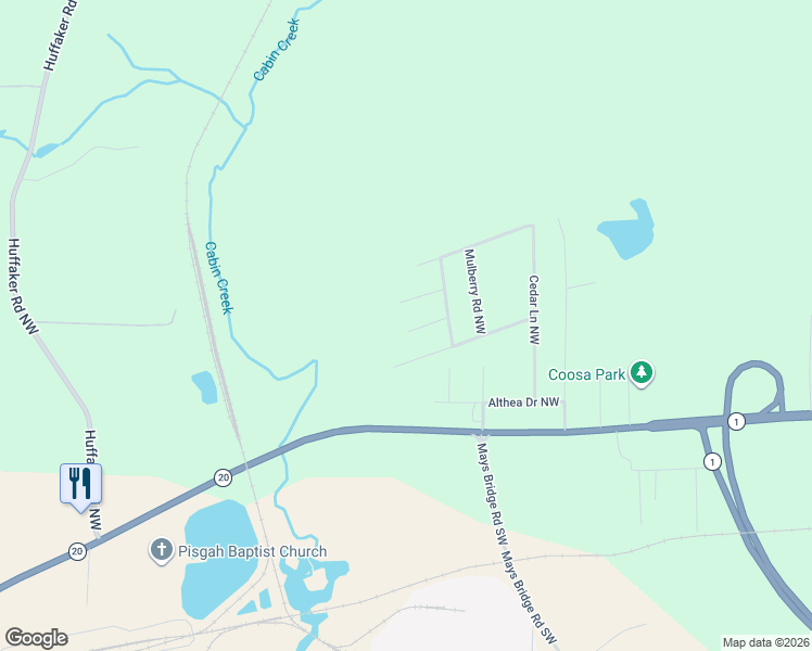 map of restaurants, bars, coffee shops, grocery stores, and more near 11 Lindsey Lane Northwest in Rome