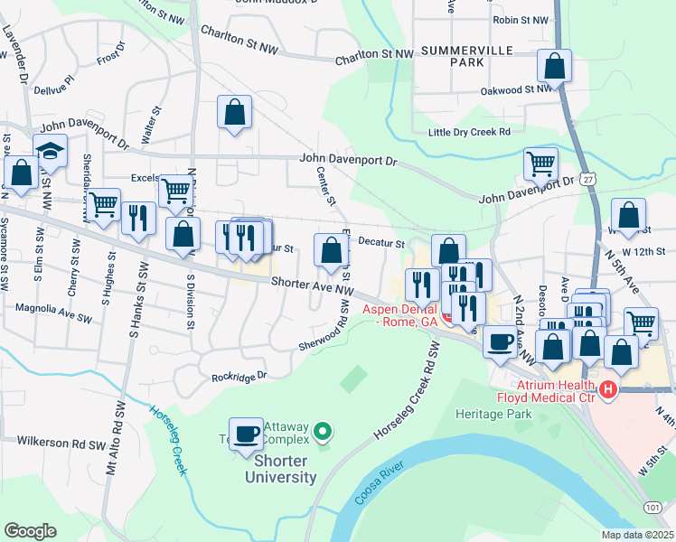 map of restaurants, bars, coffee shops, grocery stores, and more near 5 Elizabeth Street in Rome
